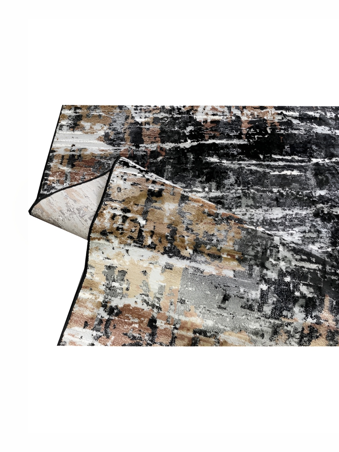 

Asad Emporium Rugs Beige& Black Abstract Anti-Skid Carpet