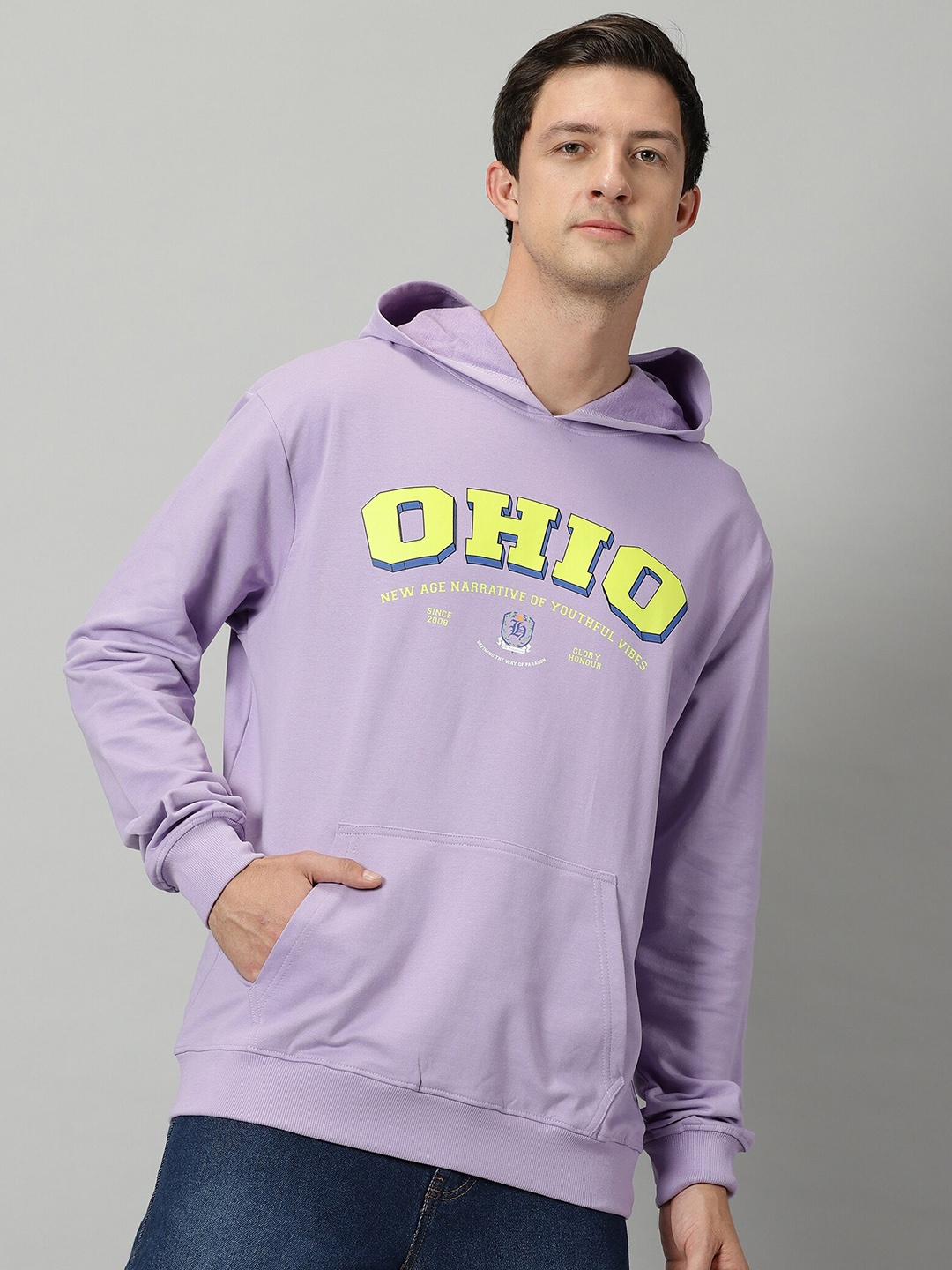 

THE HOLLANDER Typography Printed Hooded Cotton Sweatshirt, Lavender