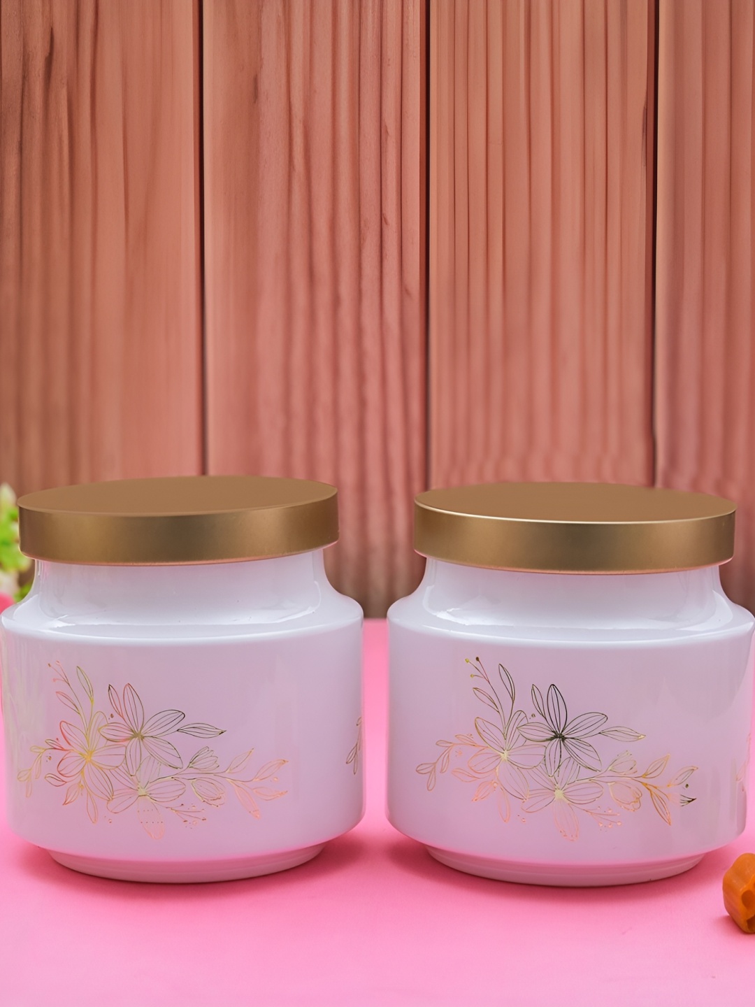 

MACHAK White & Gold 2 Pieces Glass Food Container