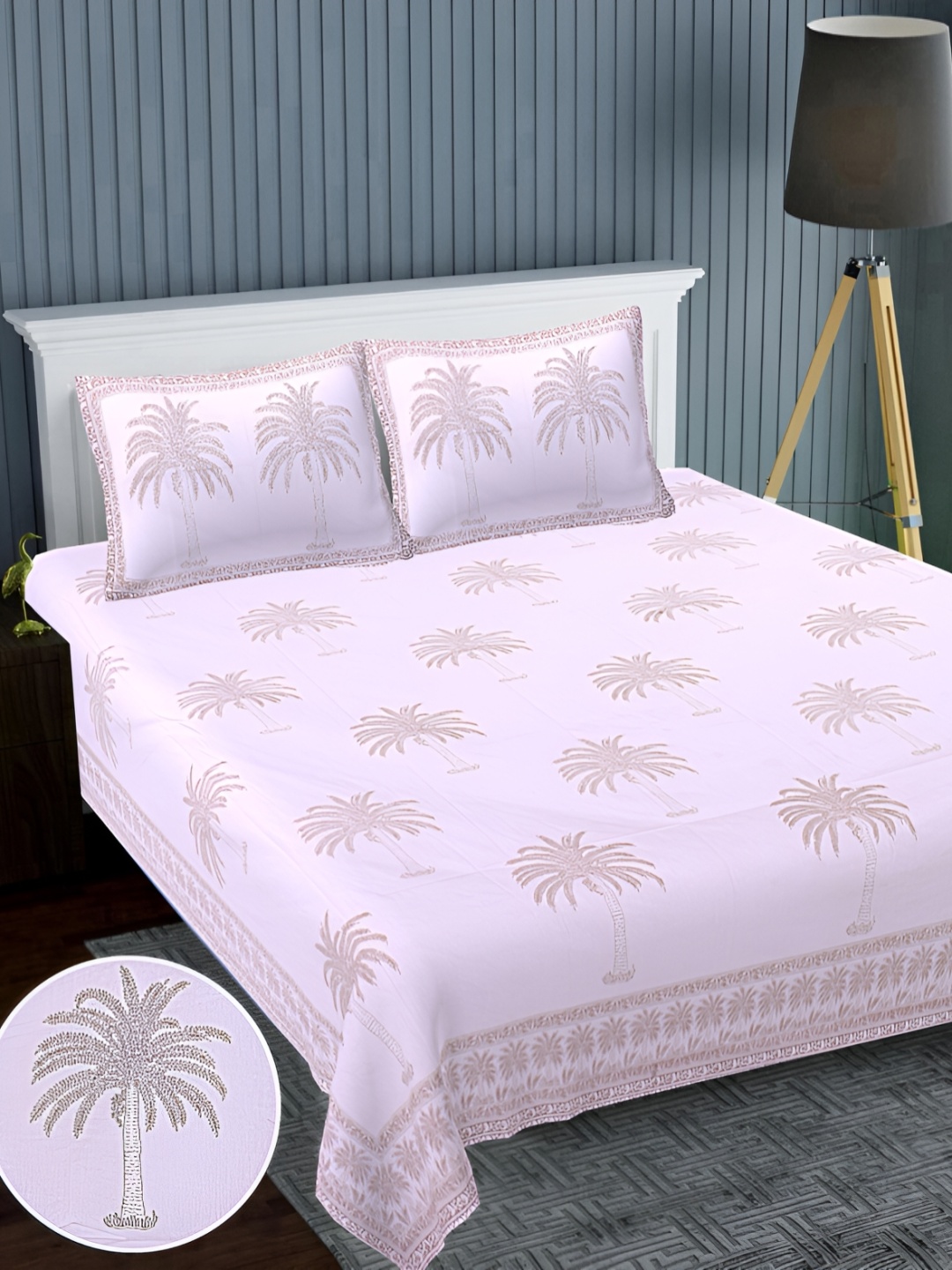 

Texstylers Lavender Floral Cotton 220 TC Super King Bedsheet With 2 Pillow Covers
