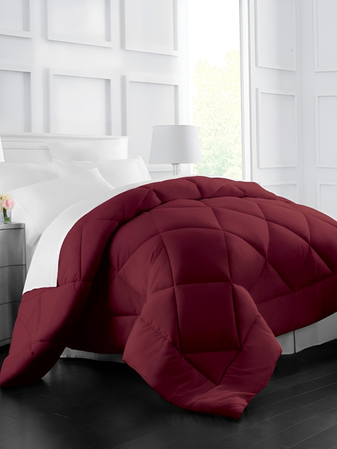 

LINENOVATION Maroon Solid AC Room 200 GSM Double Bed Duvet