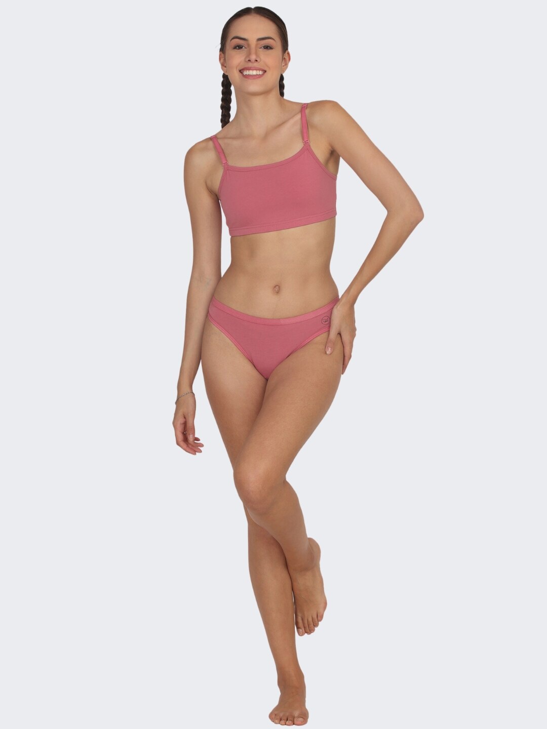 

POOJA RAGENEE Breathable Cotton Bra With Brief, Pink