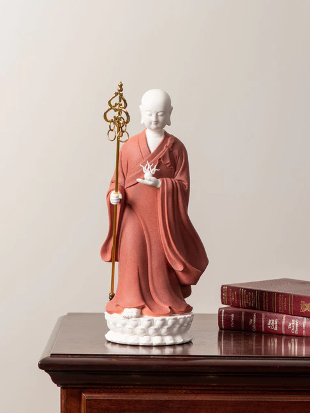 

THEDECORKART Pink & White Buddha Idol Showpiece