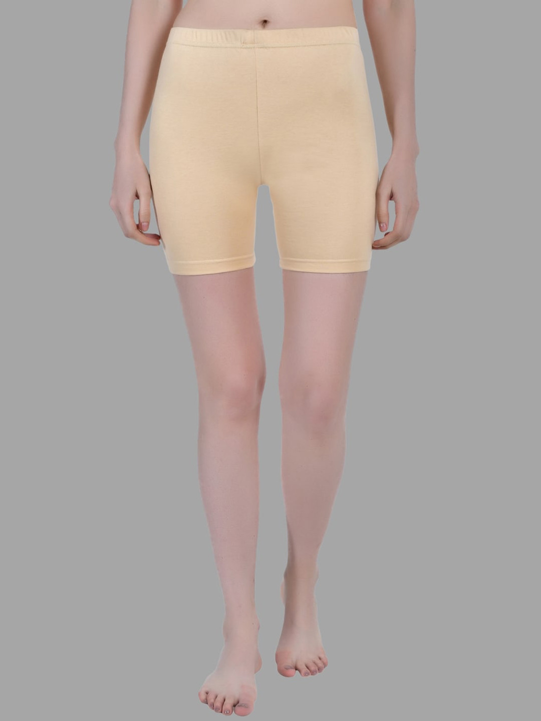 

Aimly Women Skinny Fit Mid-Rise Stretchable Cycling Sports Shorts, Beige