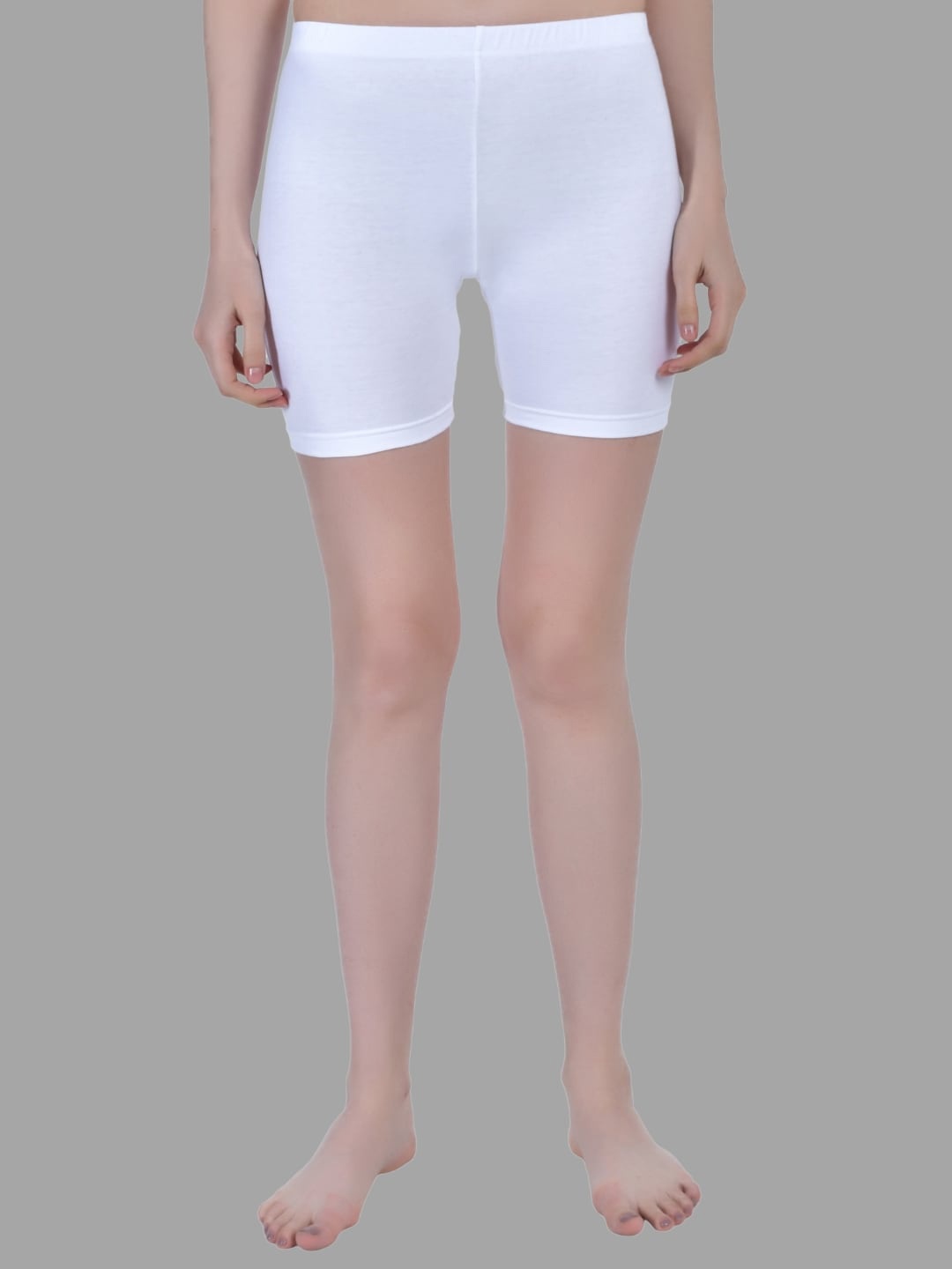 

Aimly Women Skinny Fit Mid-Rise Stretchable Cycling Sports Shorts, White