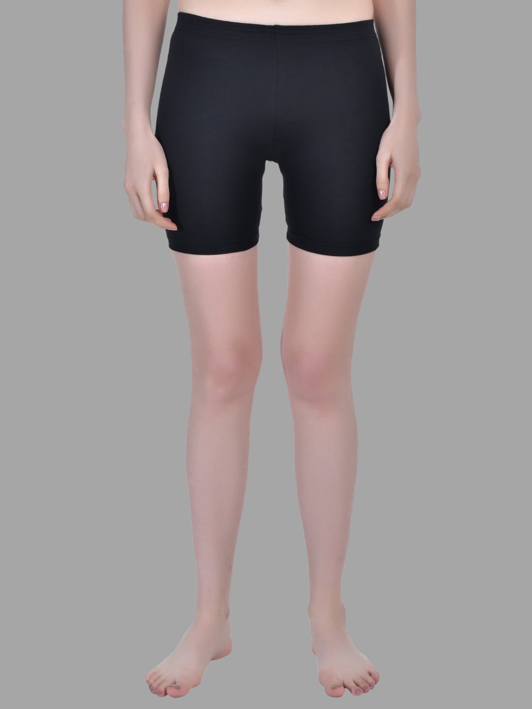 Aimly Women Mid-Rise Skinny Fit Cotton Cycling Sports Shorts, Black
