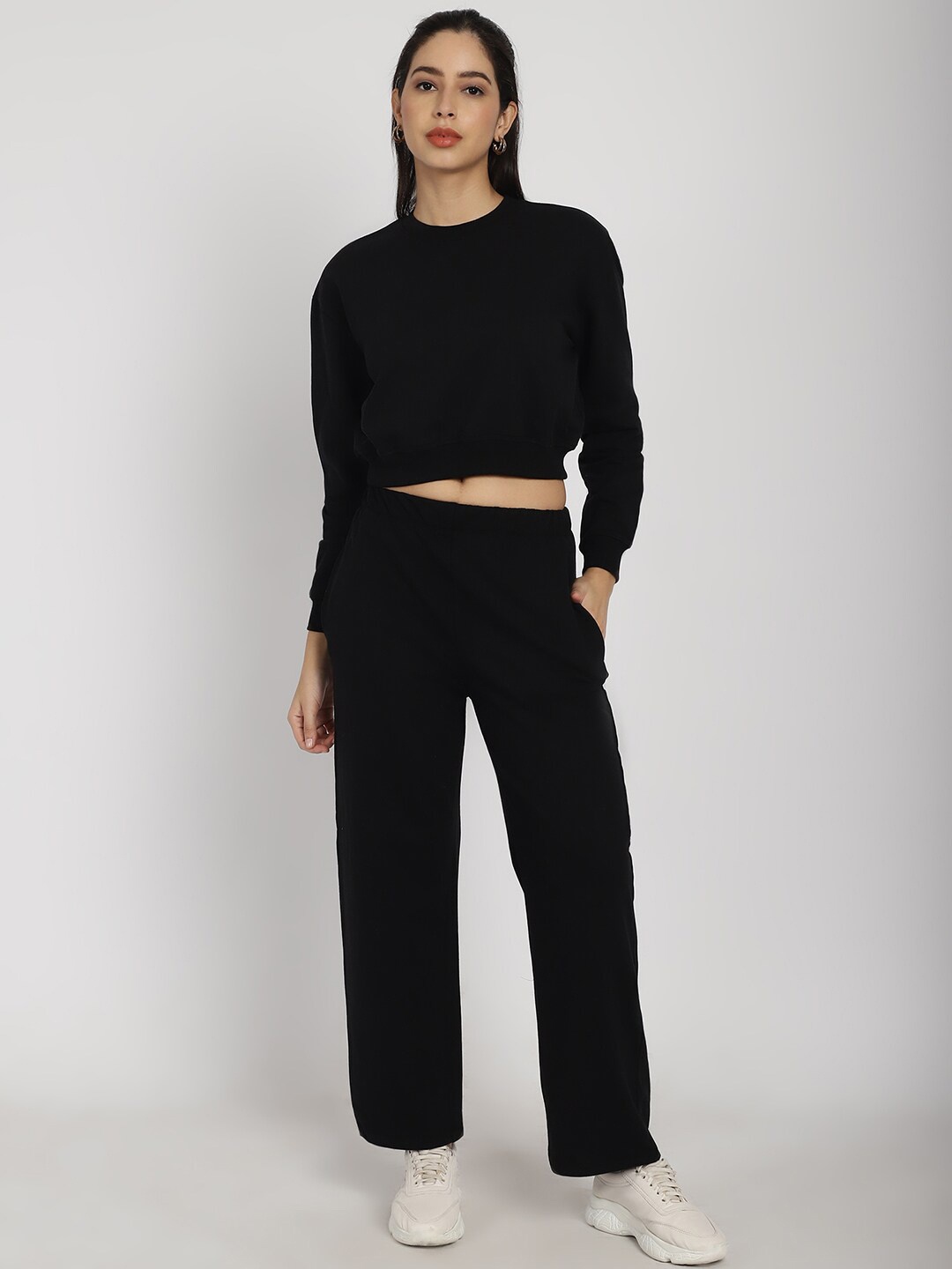 

Rute Round Neck Cotton Tracksuits, Black