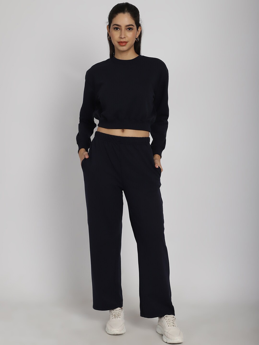 

Rute Round Neck Cotton Tracksuits, Navy blue