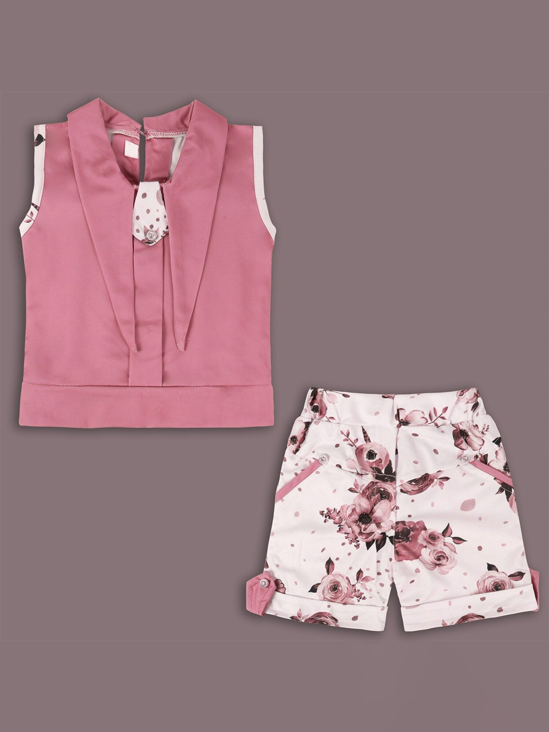 

Wish Karo Girls Pure Silk Top with Shorts, Burgundy
