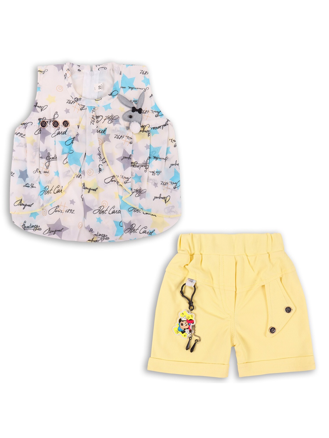 

Wish Karo Girls Printed Top with Shorts, Yellow