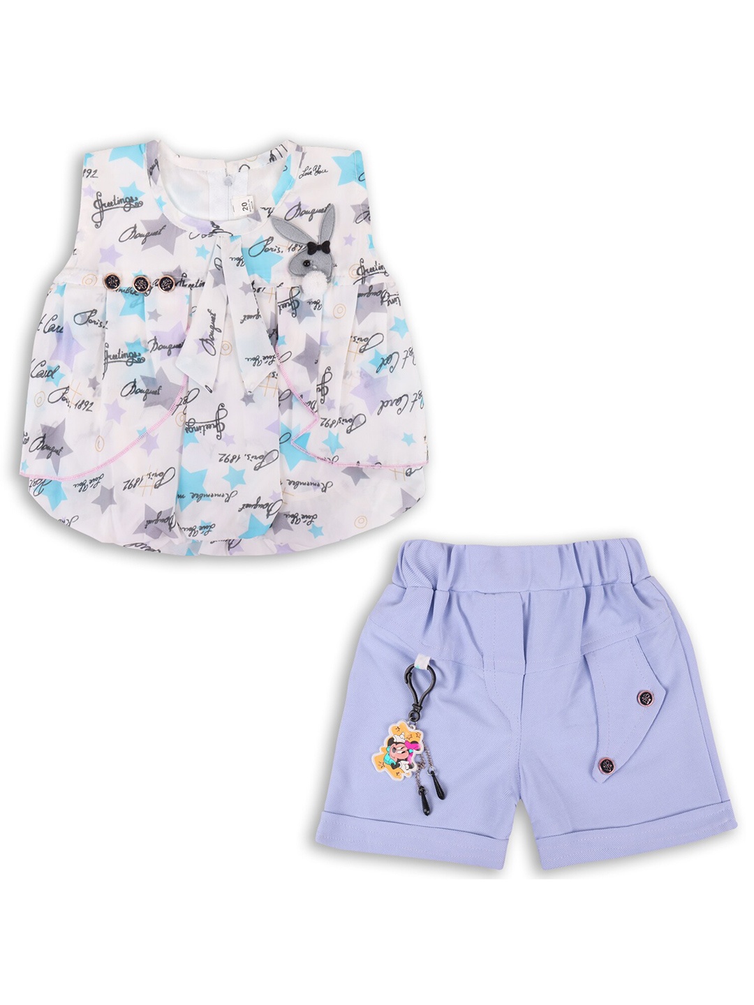 Wish Karo Girls Printed Top with Shorts, Purple