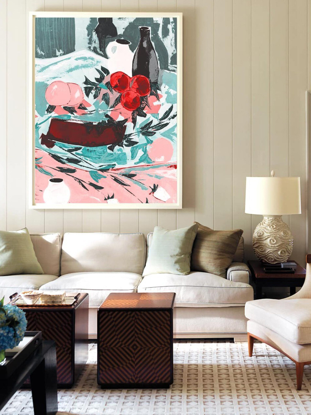 

SPACE OF JOY Grey & Pink Abstract Canvas Painting Wall Art