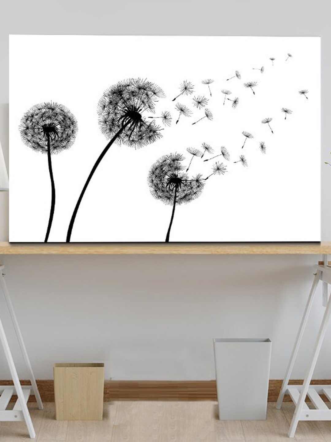 

SPACE OF JOY Grey & White Floral Canvas Painting Wall Art