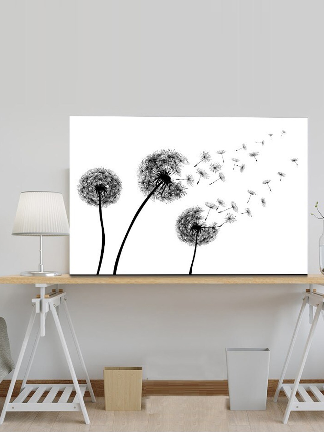 

SPACE OF JOY Grey & White Floral Canvas Painting Wall Art