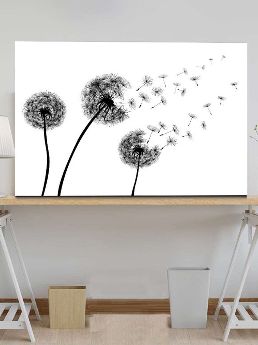 

SPACE OF JOY Grey & White Floral Canvas Painting Wall Art