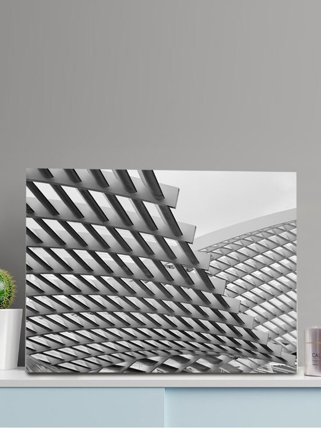 

SPACE OF JOY White & Grey The Grid Canvas Painting Wall Art