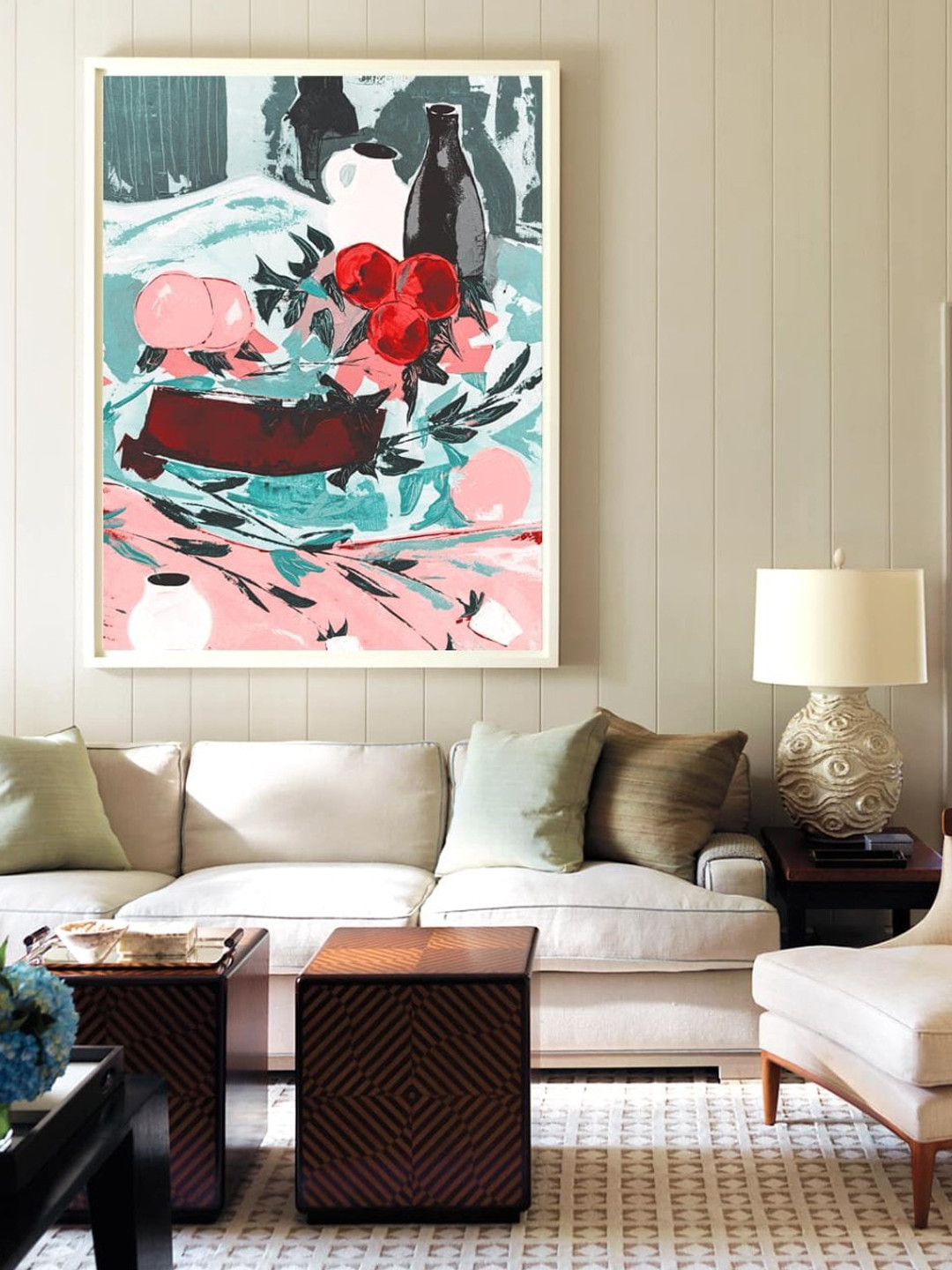

SPACE OF JOY Pink & Green Floral Canvas Painting Wall Art