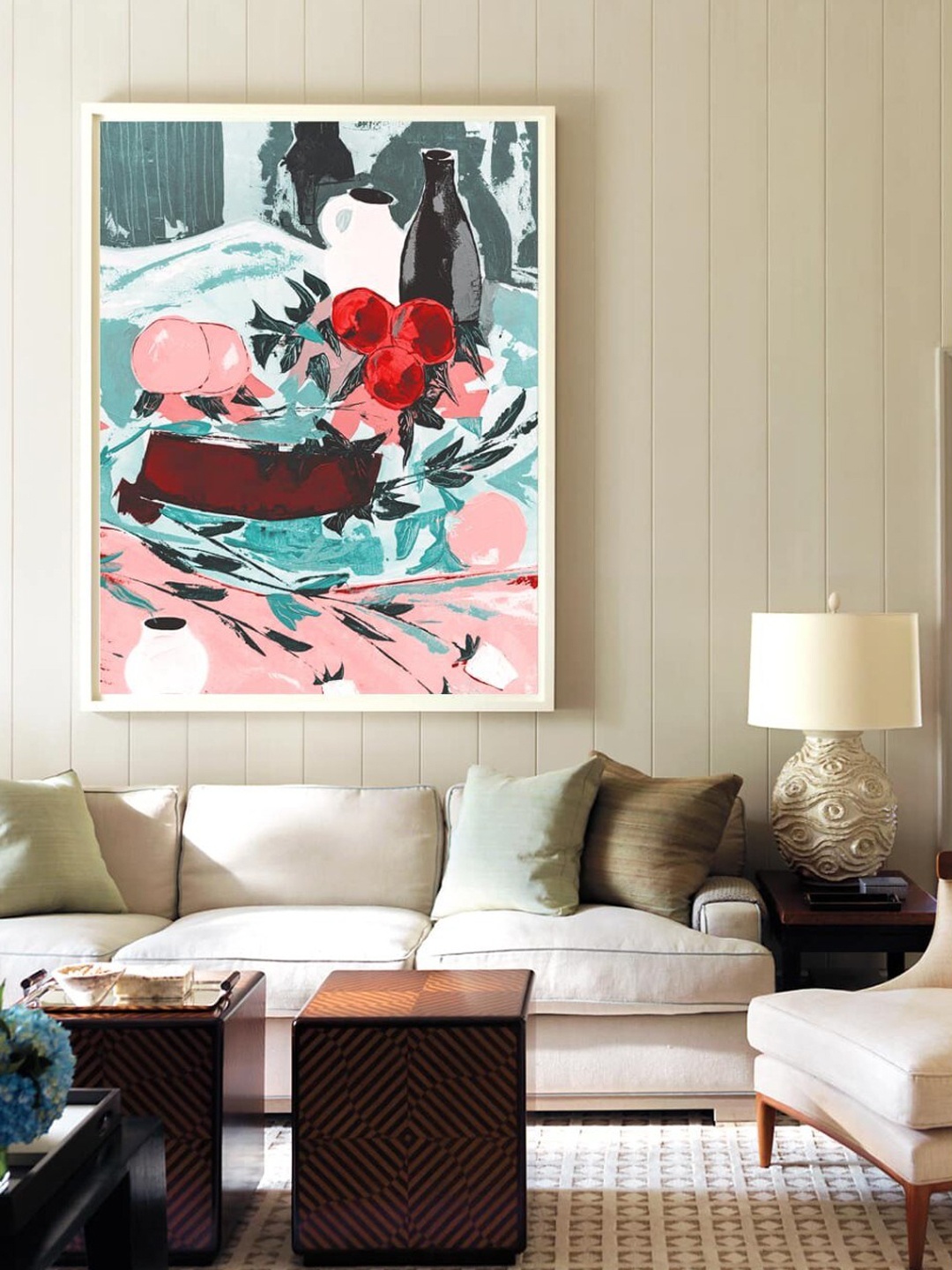 

SPACE OF JOY Pink & Green Floral Canvas Painting Wall Art