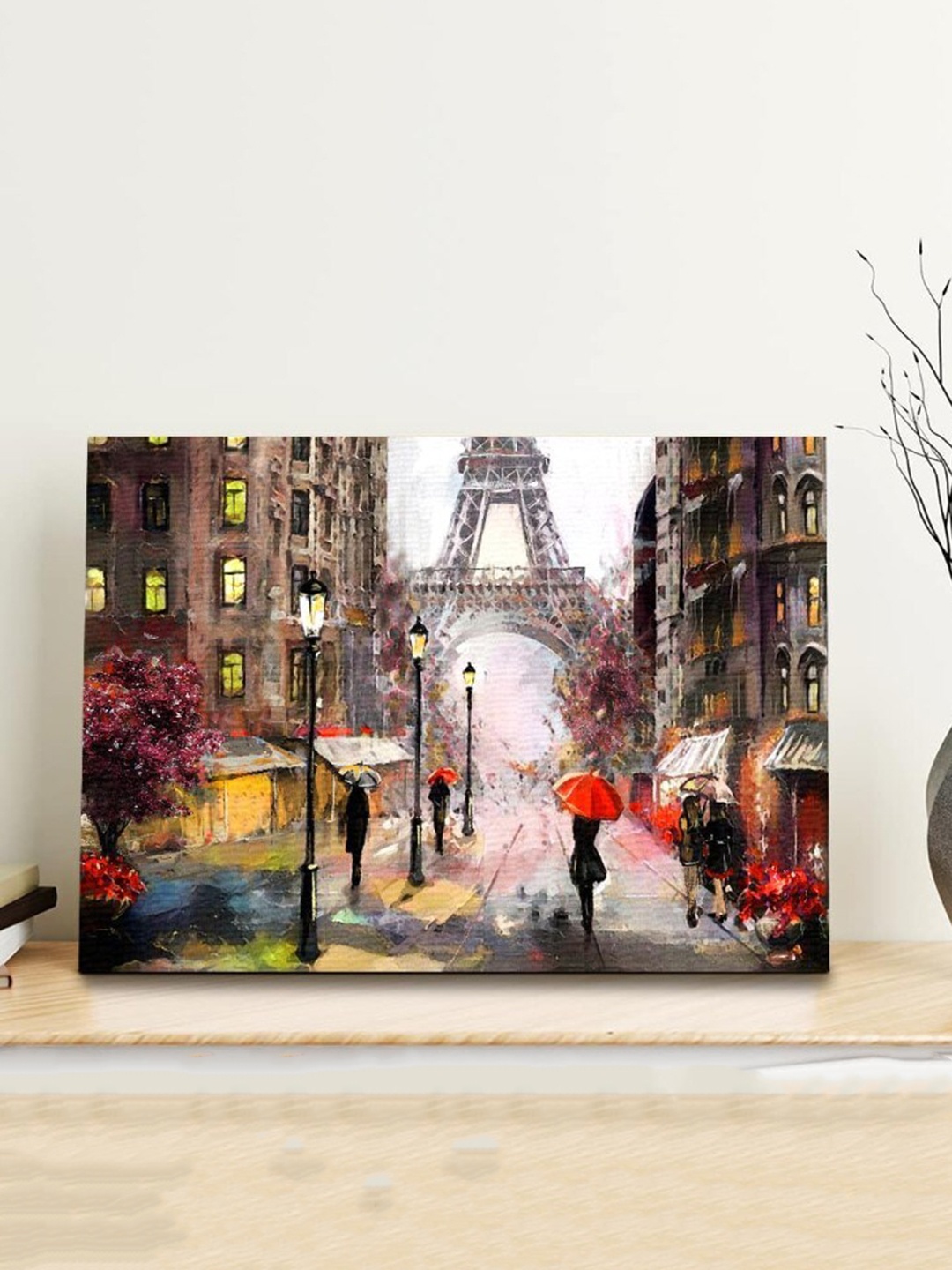 

SPACE OF JOY Grey & Red An Evening In Paris Canvas Painting Wall Art