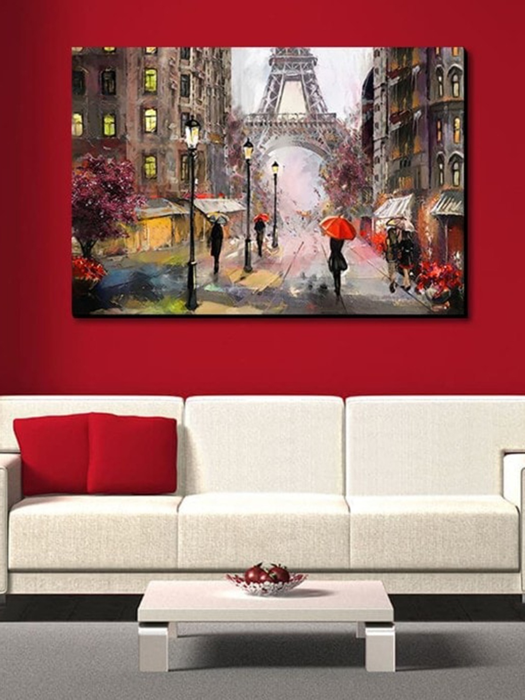

SPACE OF JOY Grey & Yellow Canvas Evening In Paris Painting Wall Art