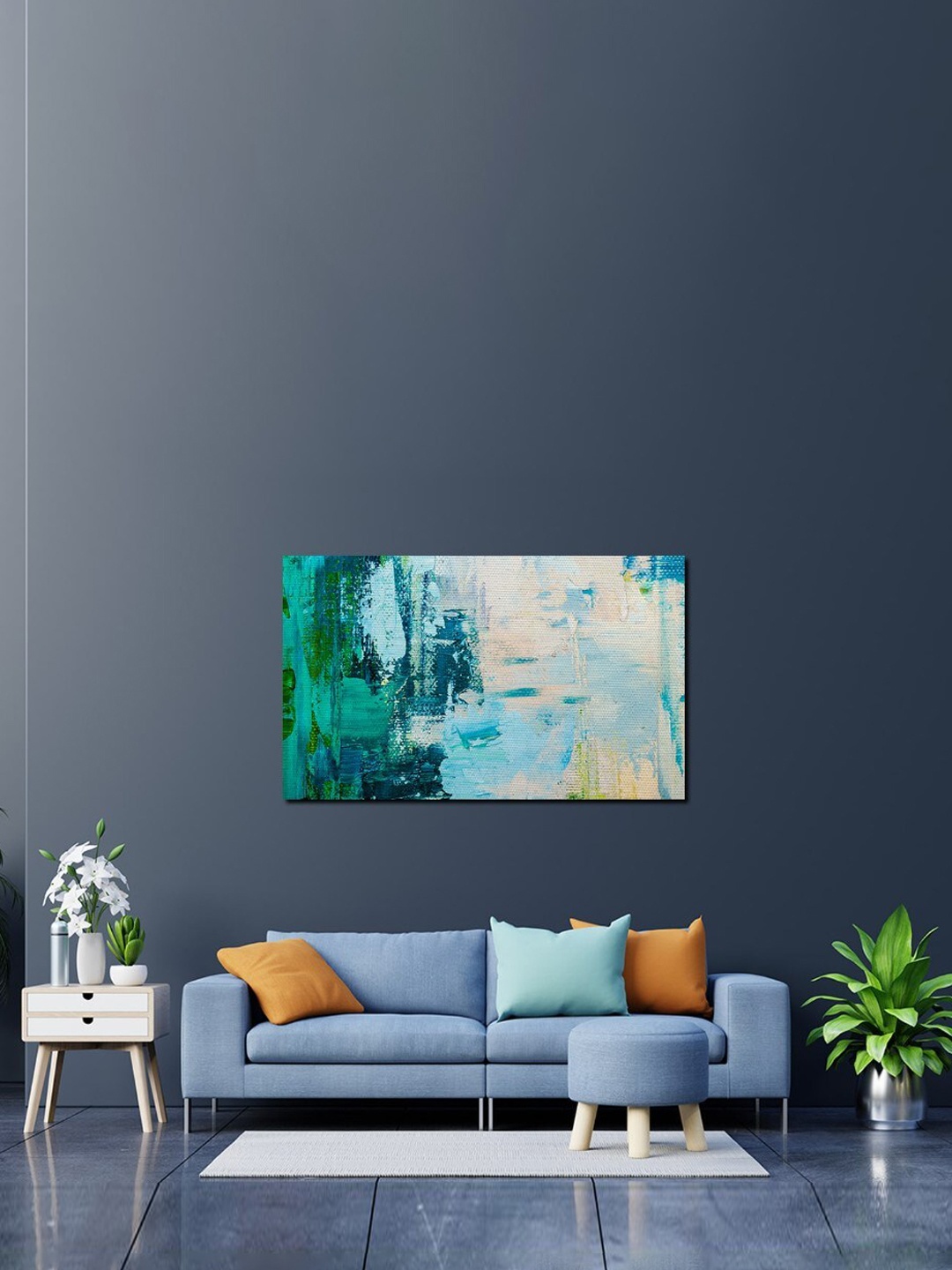 

SPACE OF JOY Green & Blue Canvas Painting Wall Art