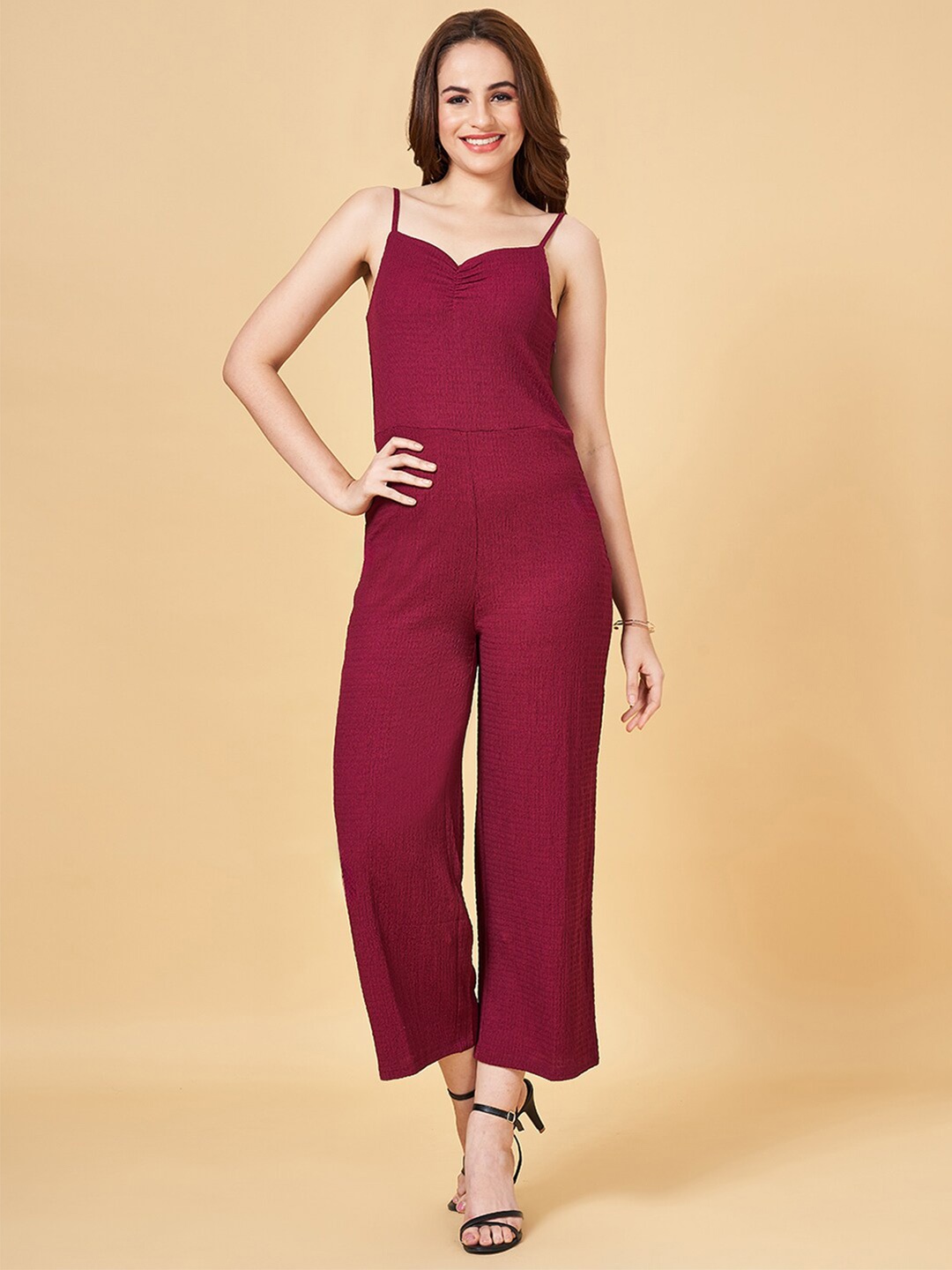 

People Red Shoulder Straps Basic Jumpsuit