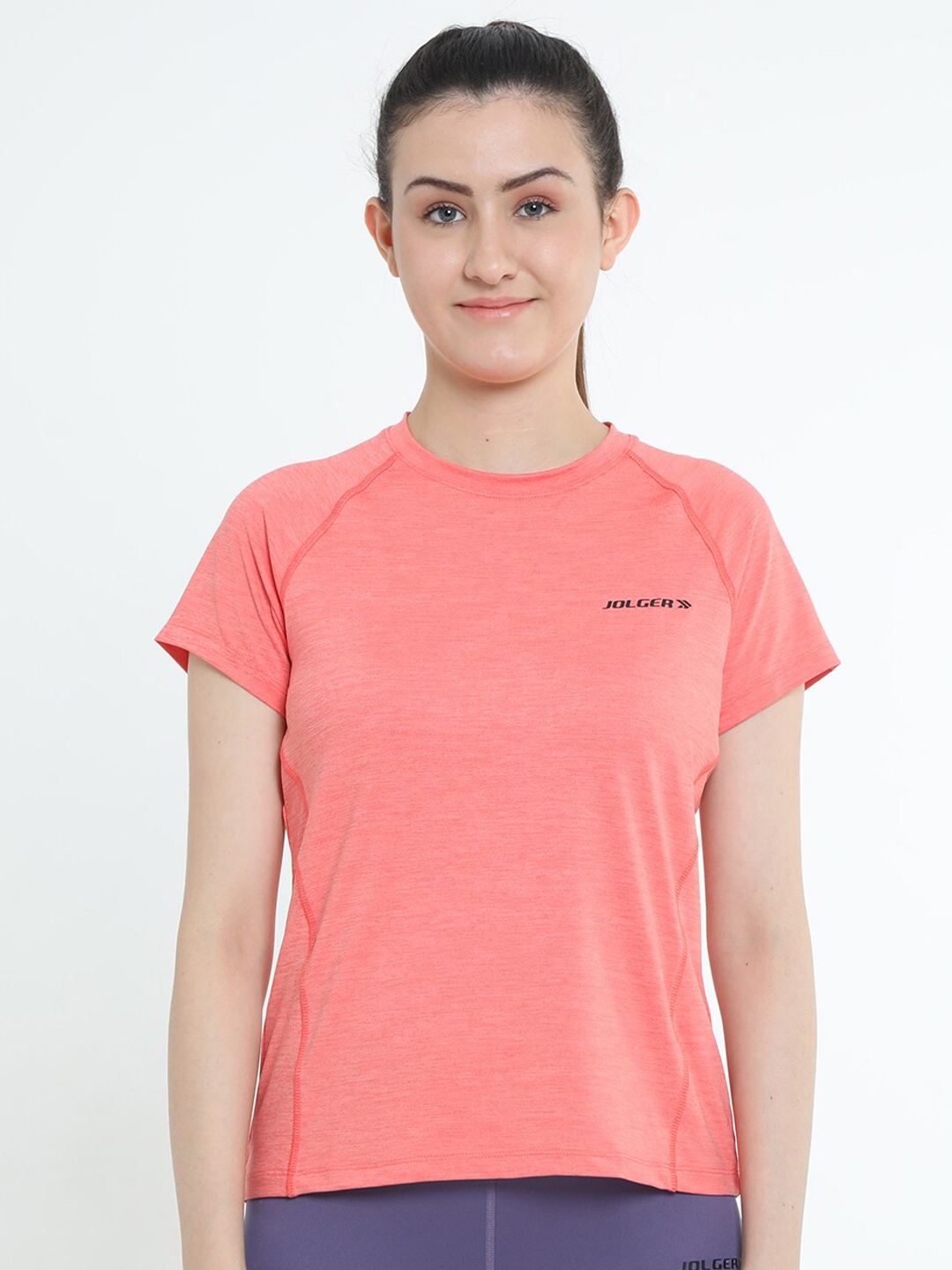 

Jolger Women's Anti-odour Quick Dry Raglan sleeves Gym T-shirt, Peach