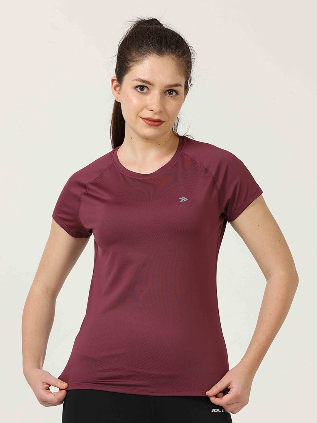 

Jolger Women's Dry Fit Light weight Raglan Sleeve Slim Fit T-shirt, Maroon