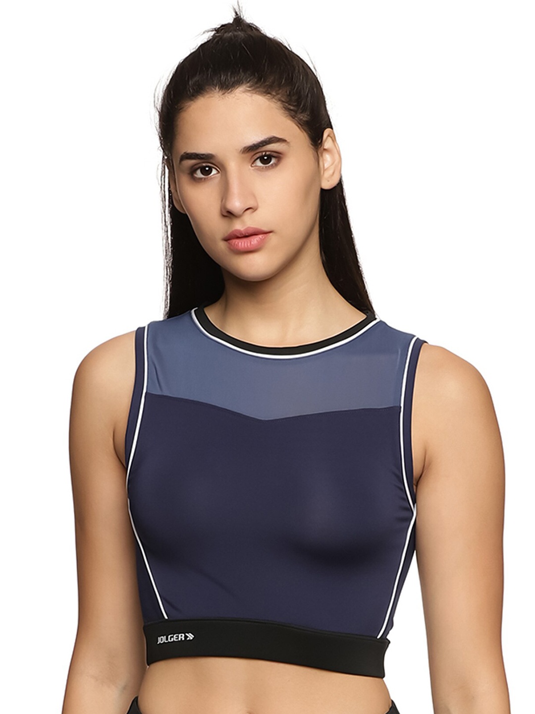 

Jolger Women's UPF 50+ Sun Protected Quick Dry Sports Crop Top, Navy blue