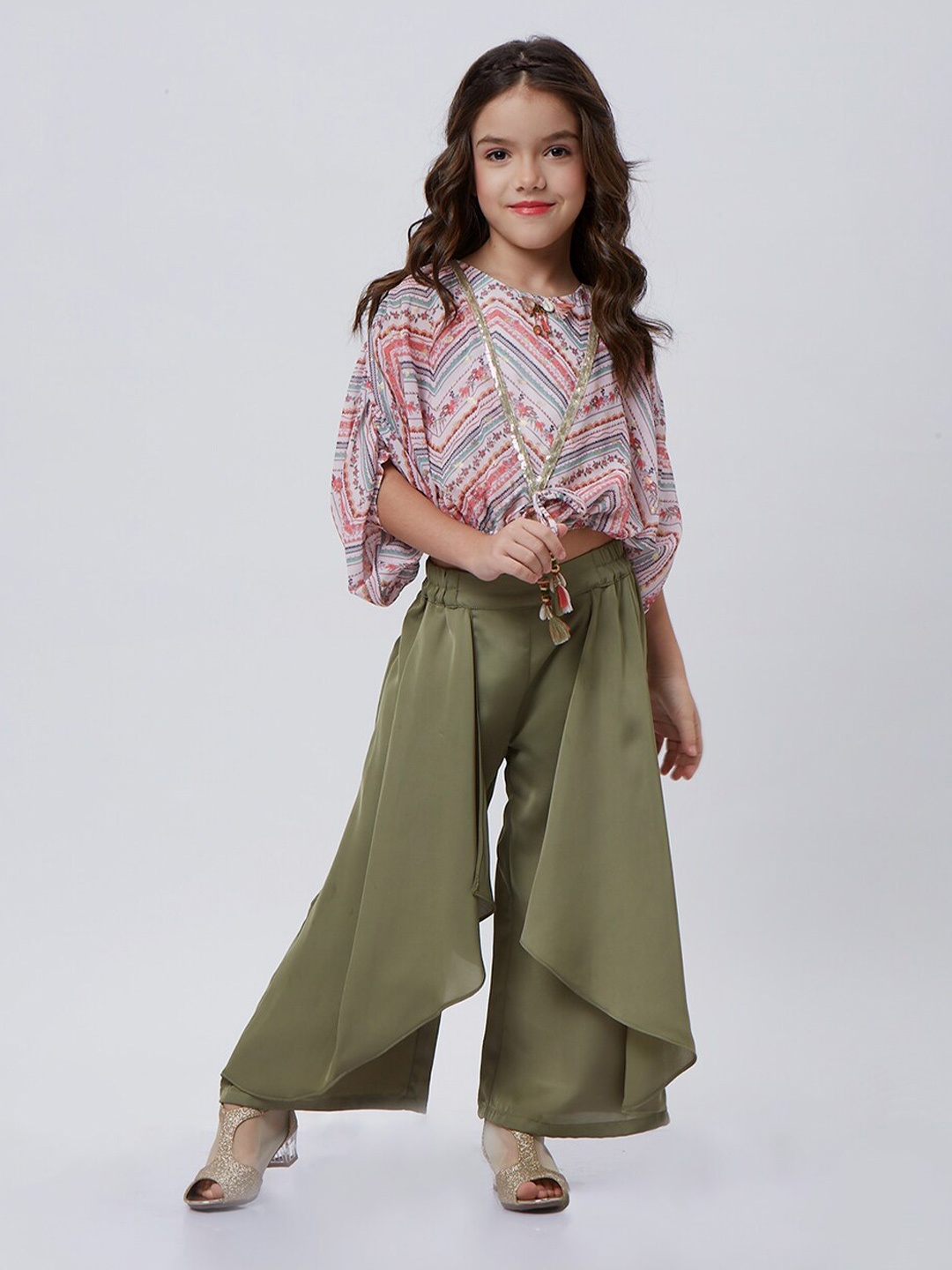 

Peppermint Girls Olive Green Top with Palazzos