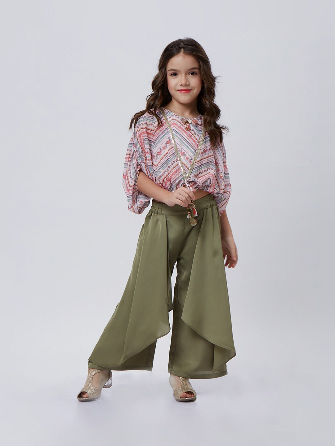 

Peppermint Girls Olive Green Top with Palazzos