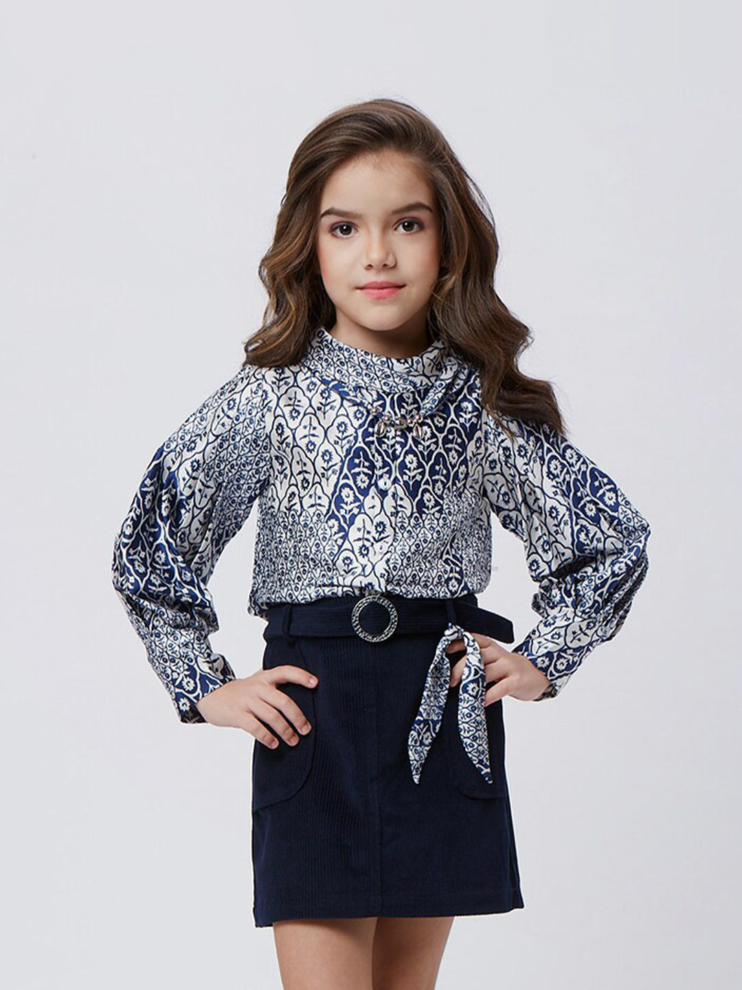 

Peppermint Girls Navy Blue Top with Skirt