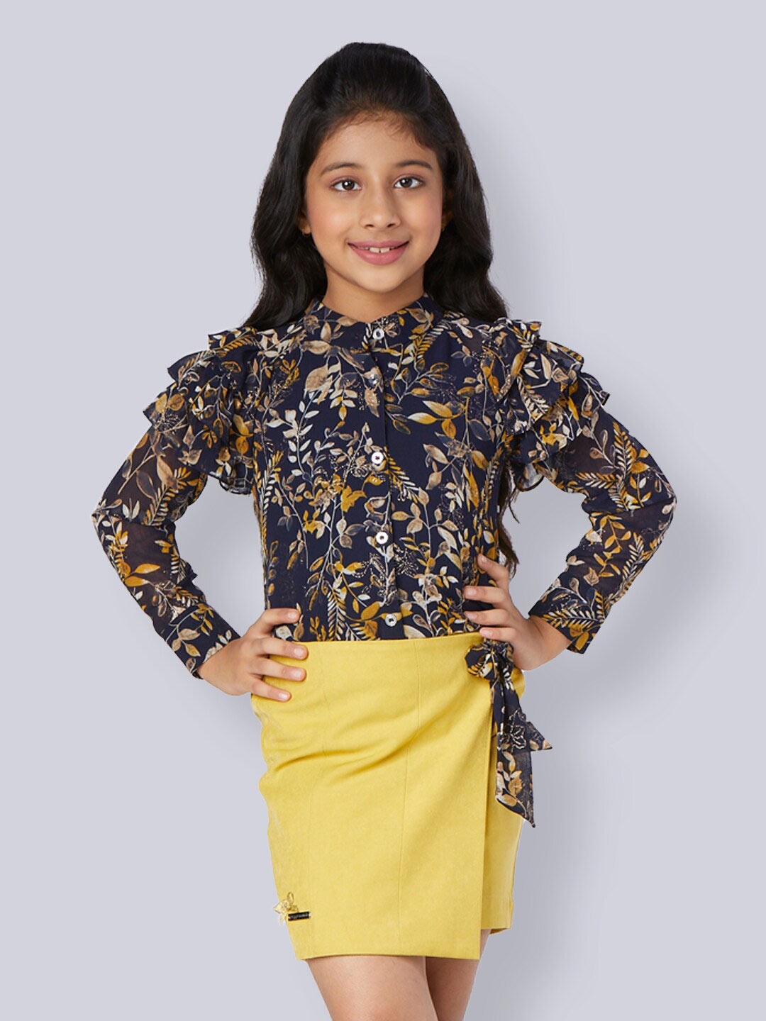 

Peppermint Girls Navy Blue Top with Skirt