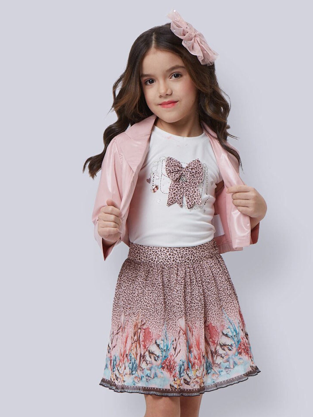 

Peppermint Girls Peach-Coloured Top with Skirt
