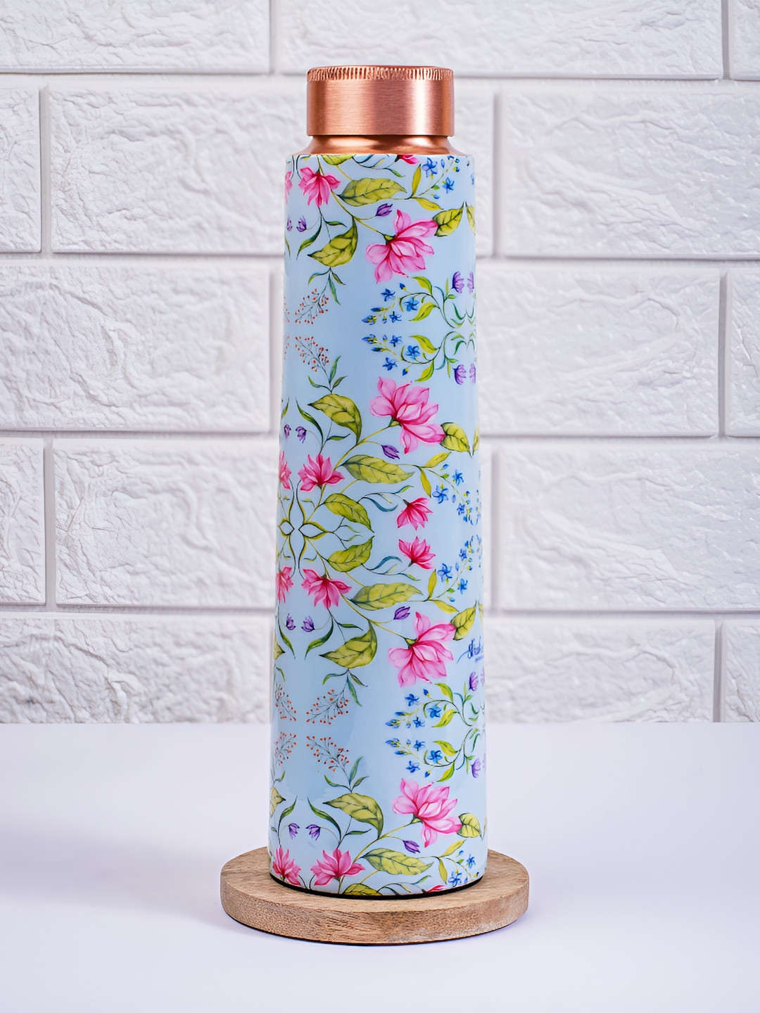 

Strokes by Namrata Mehta Blue & Pink Floral Printed Copper Water Bottle 1 L
