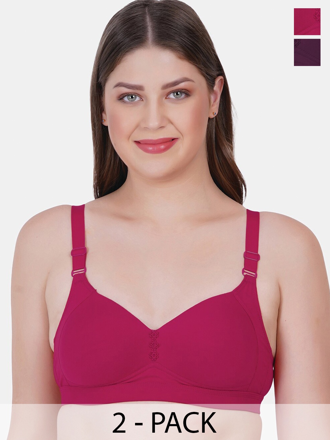 

Reveira Pack Of 2 Medium Coverage Heavily Padded Dry Fit Bra With All Day Comfort, Purple