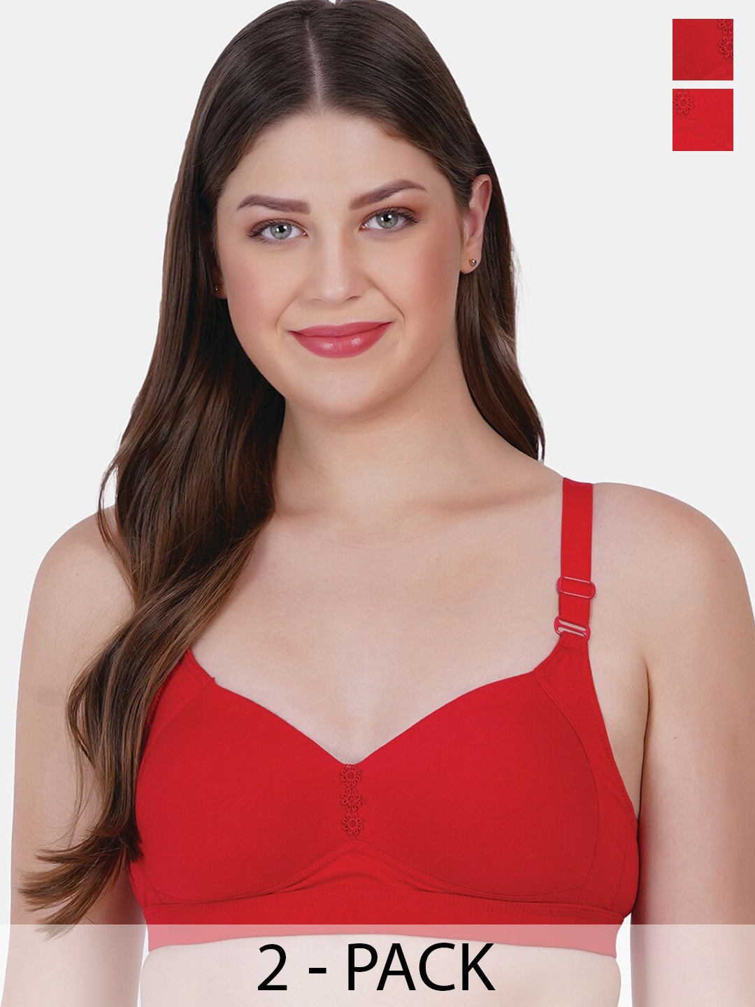 

Reveira Medium Coverage Heavily Padded Dry Fit Everyday Bra With All Day Comfort, Red