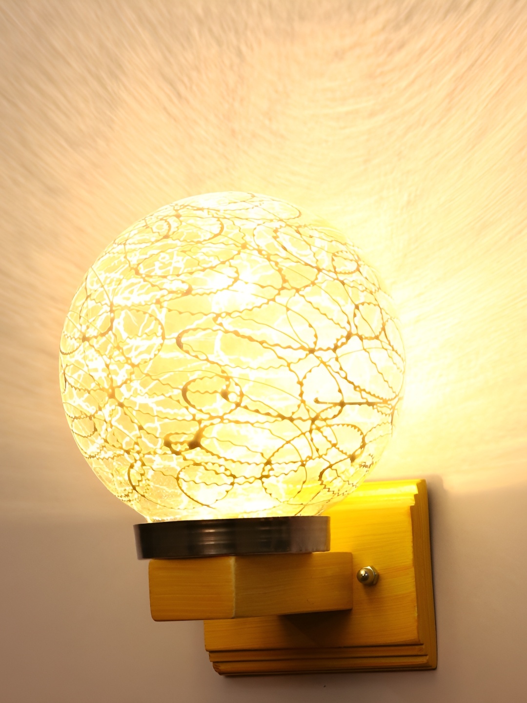

Afast Brown & White Printed Spherical Shaped Glass Wall Lamp