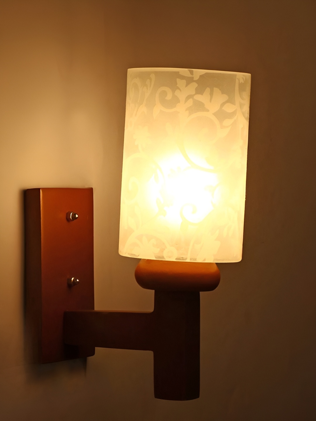 

Afast White & Brown Printed Contemporary Glass Wall Lamp