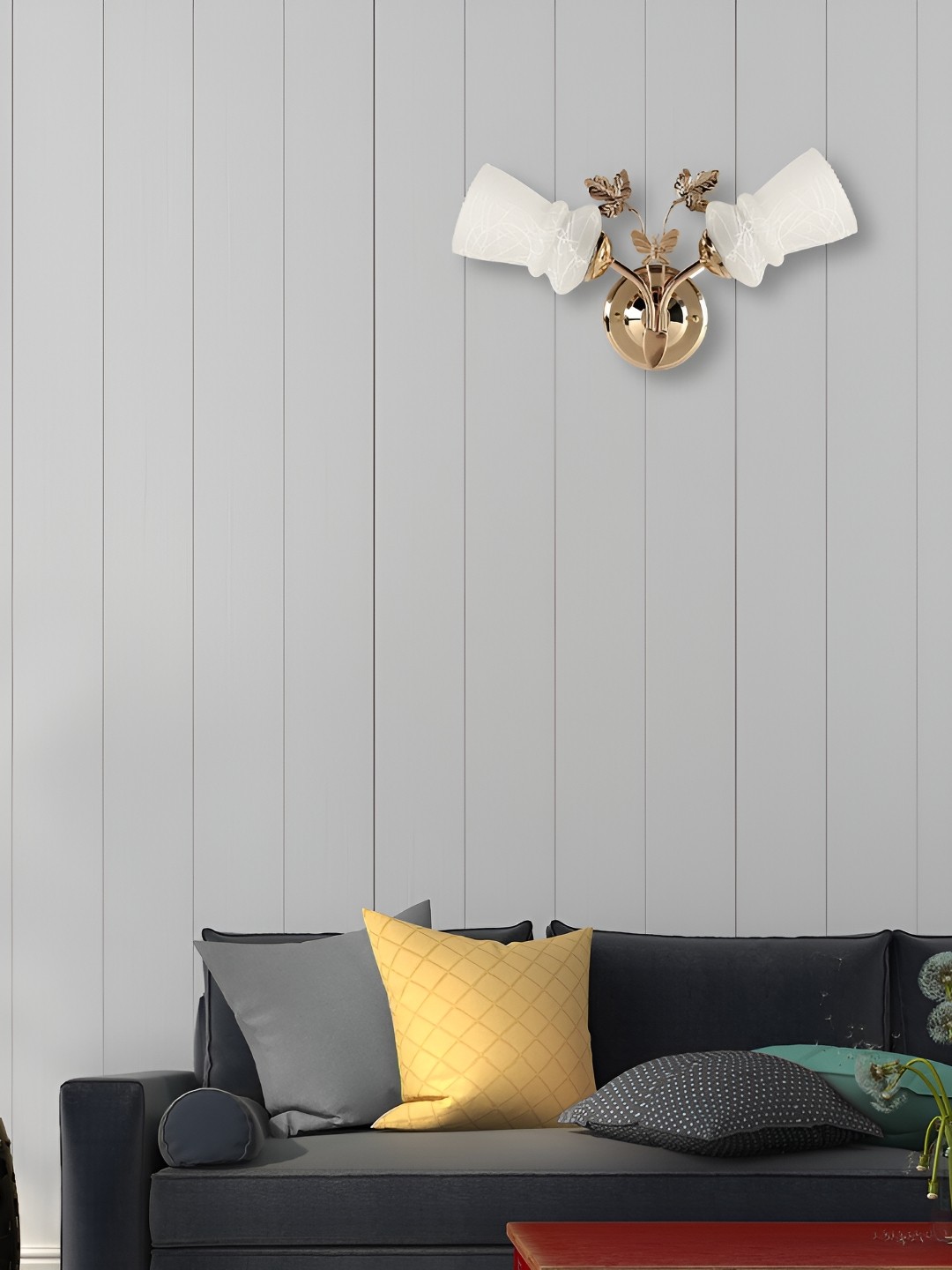 

Afast White & Gold Toned Printed Contemporary Glass Wall Lamp