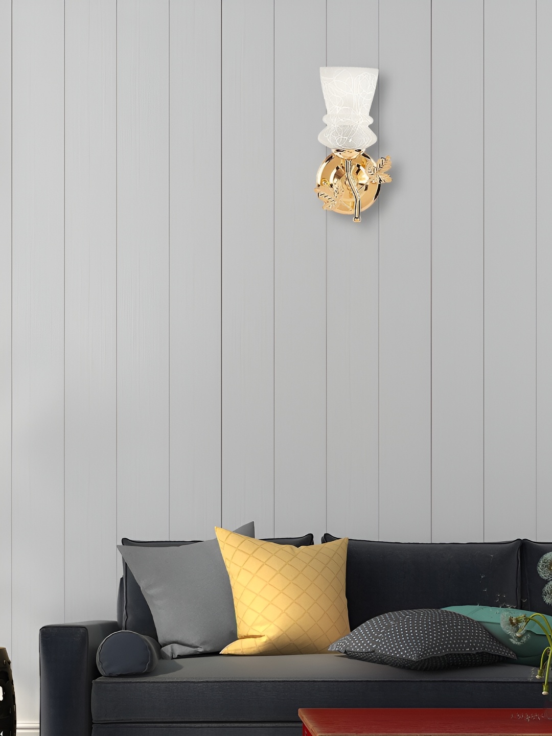 

Afast White & Gold Toned Printed Contemporary Glass Wall Lamp