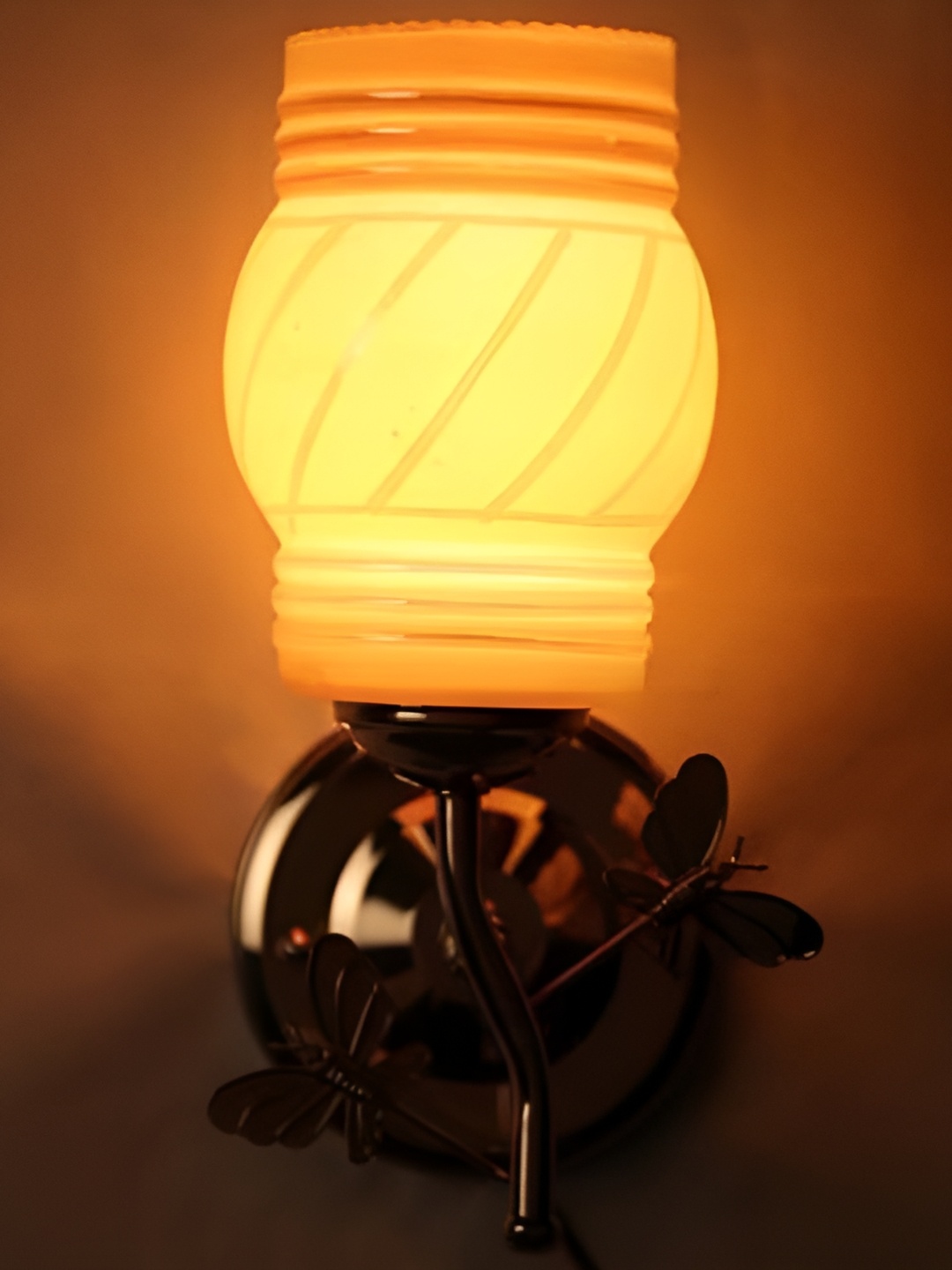 

Afast Yellow & Gold Toned Printed Contemporary Glass Wall Lamp