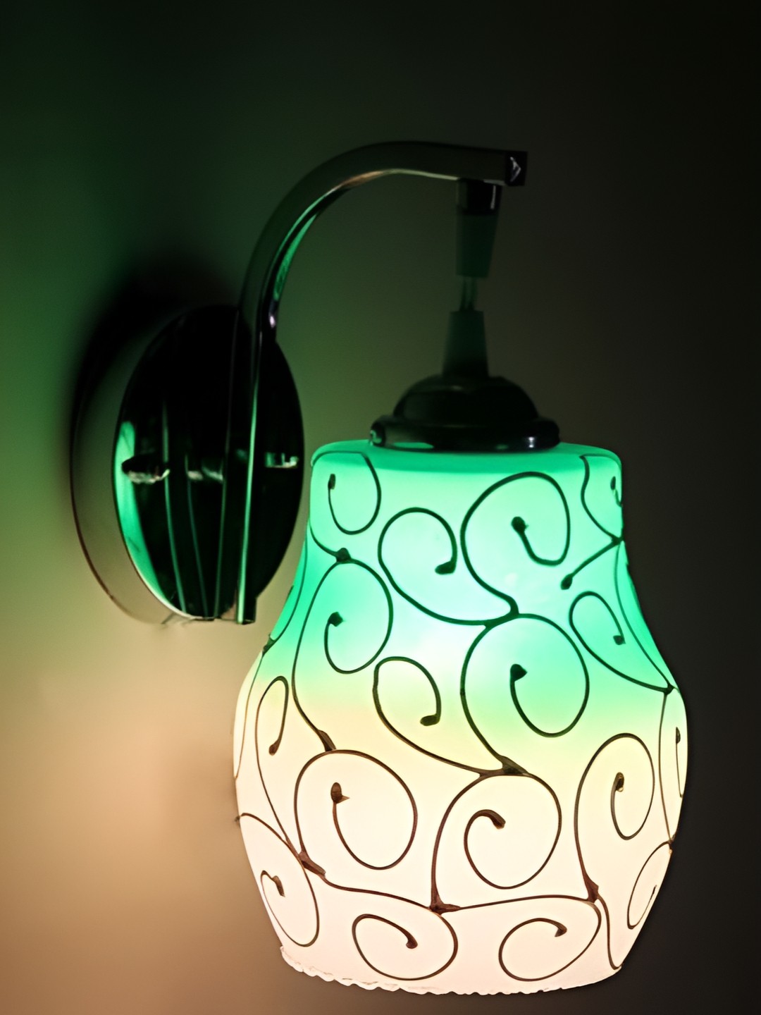 

Afast Green & Gold Toned Printed Contemporary Glass Wall Lamp
