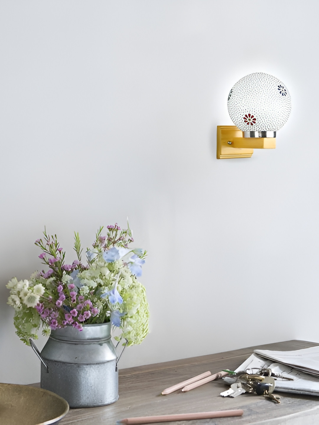 

Afast White & Blue Textured Contemporary Glass Wall Lamp