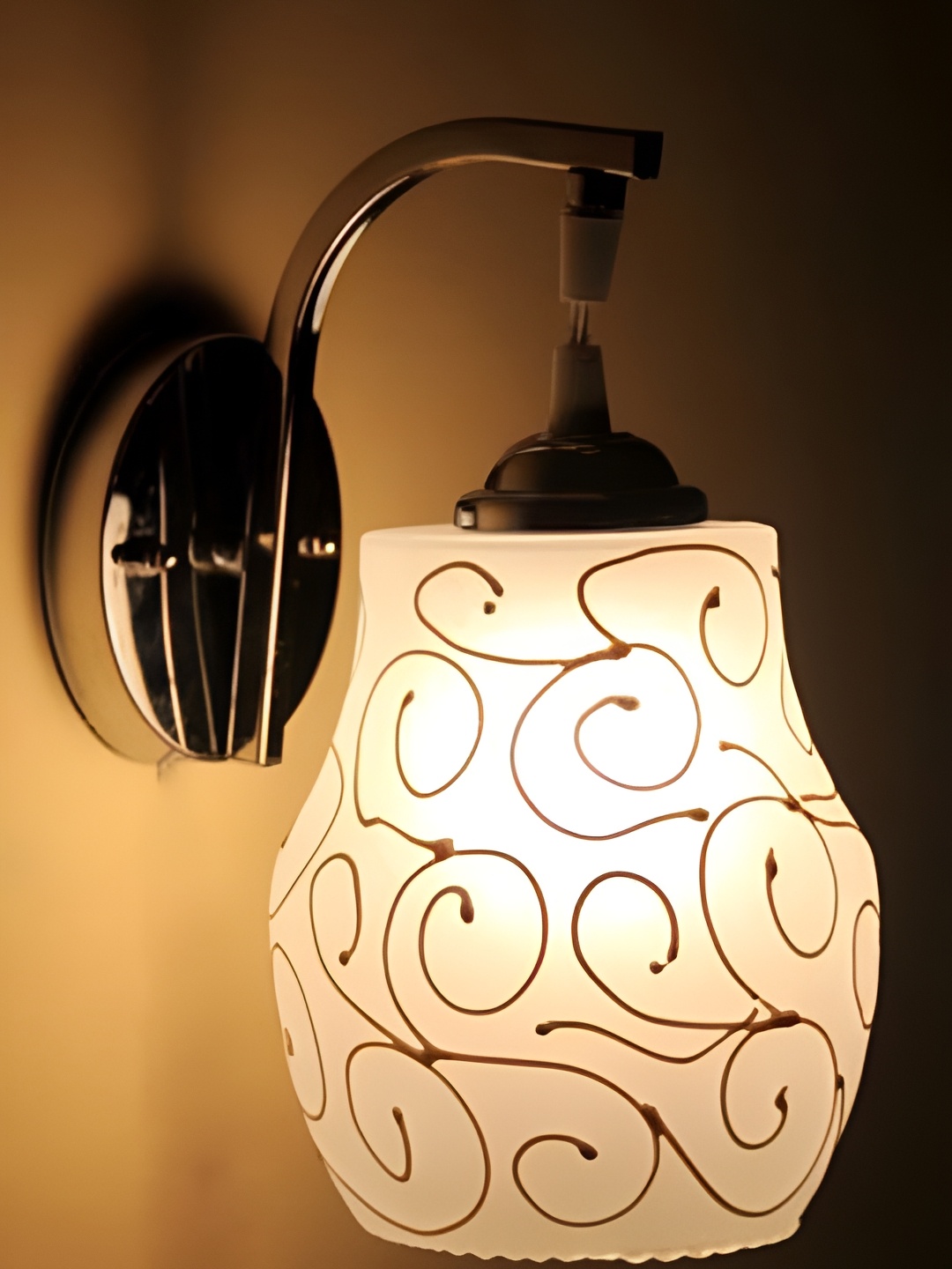 

Afast White & Silver Toned Printed Contemporary Glass Wall Lamp