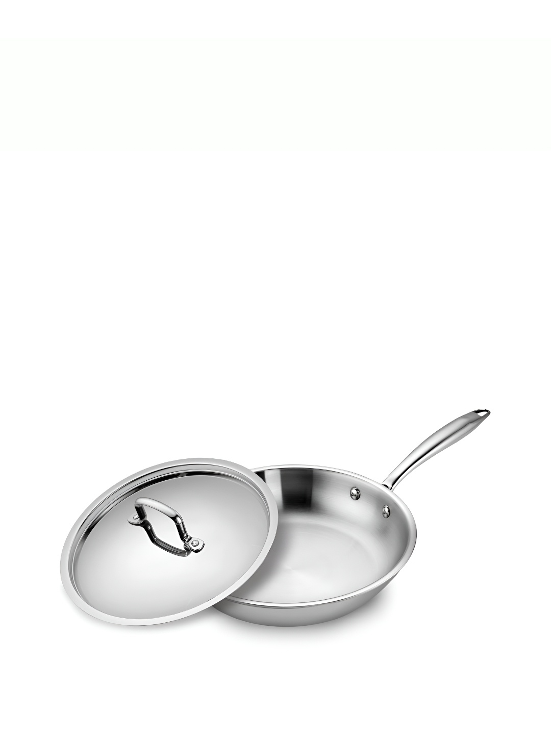 

KENT Induction-Friendly Cool-Touch Diecast Handle Triply 26 CM Frying Pan with Lid - 2.3L, Silver