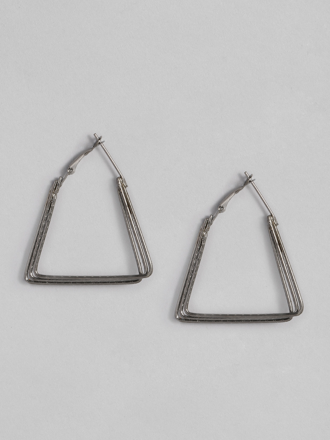 

DressBerry Silver-Plated Triangular Drop Earrings