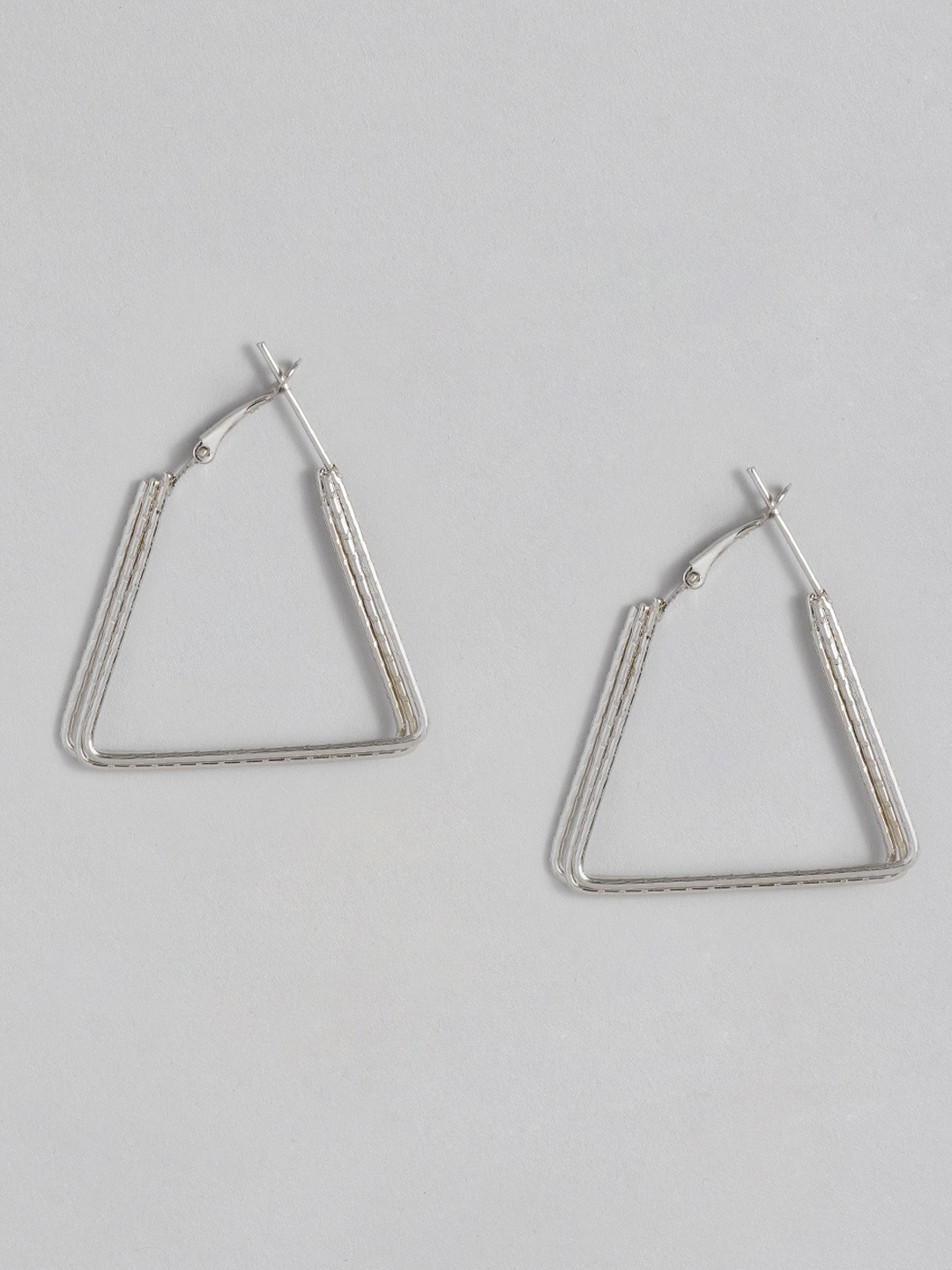 

DressBerry Silver-Plated Triangular Drop Earrings