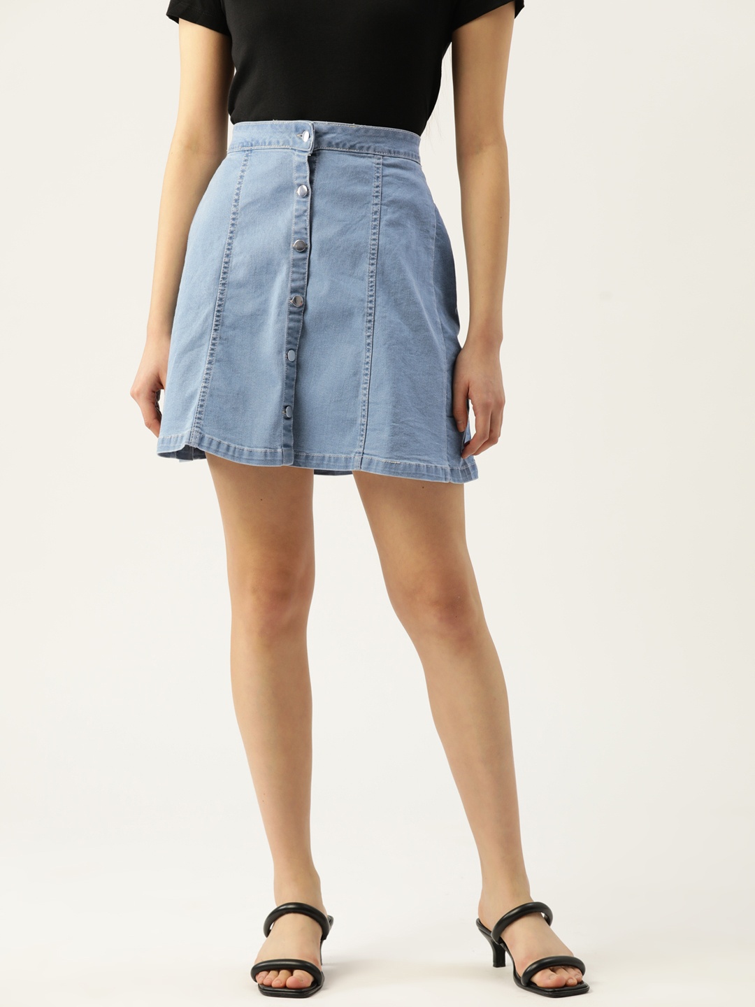 

Rue Collection Mini A-Line Denim Skirt, Blue