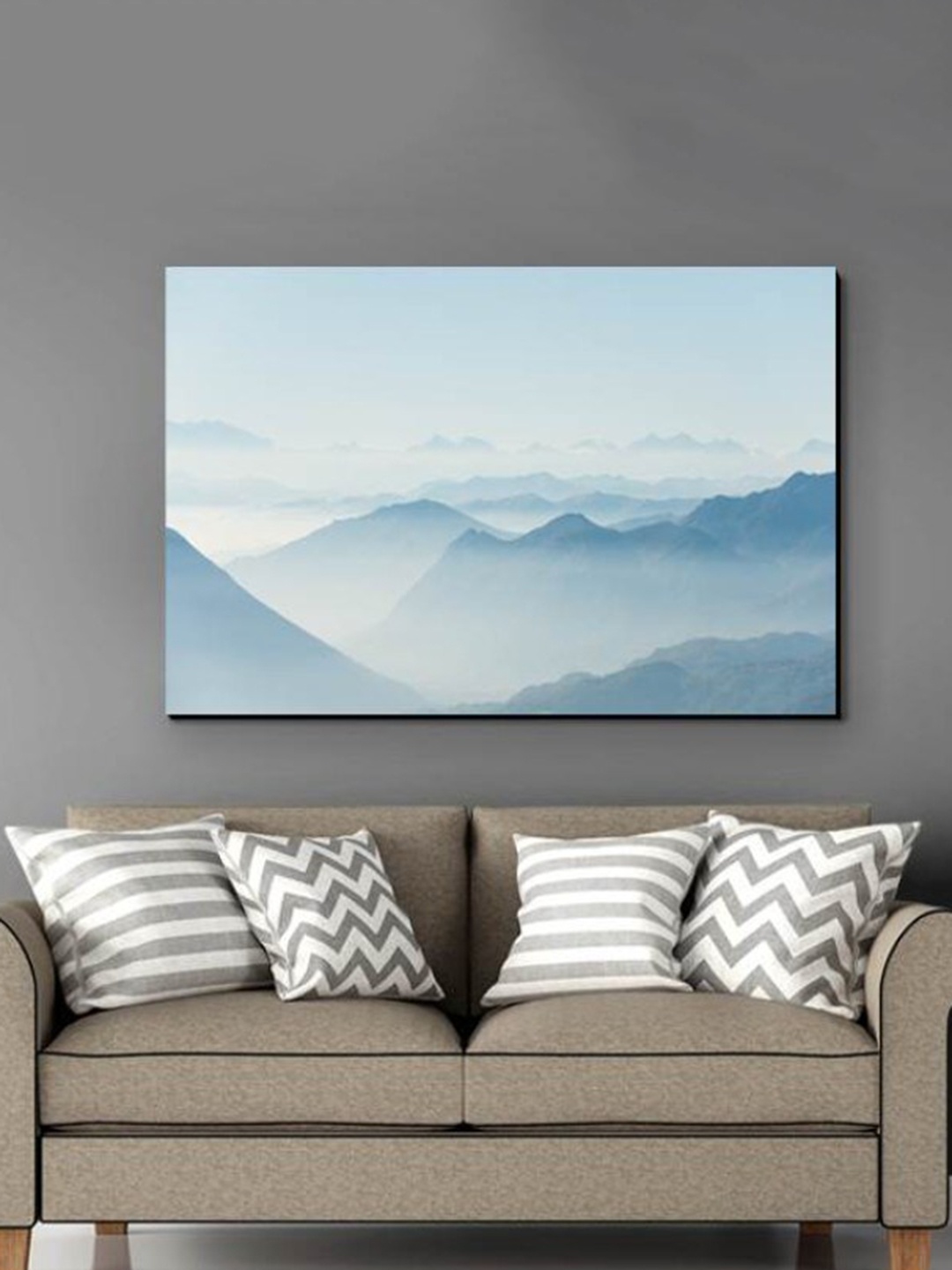 

SPACE OF JOY Blue & White Canvas Painting Wall Art
